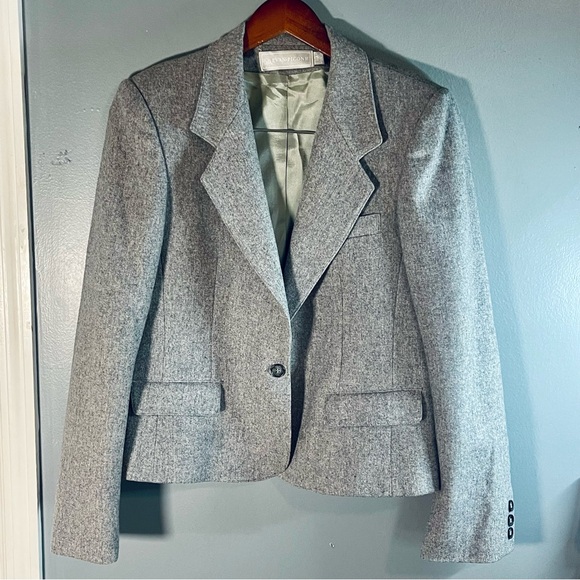 Evan Picone Vtg 80’s Heather Grey Single Breasted Wool Blazer Jacket USA Sz 10 - Picture 14 of 14